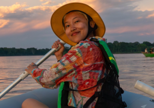Soft River rafting at sunset